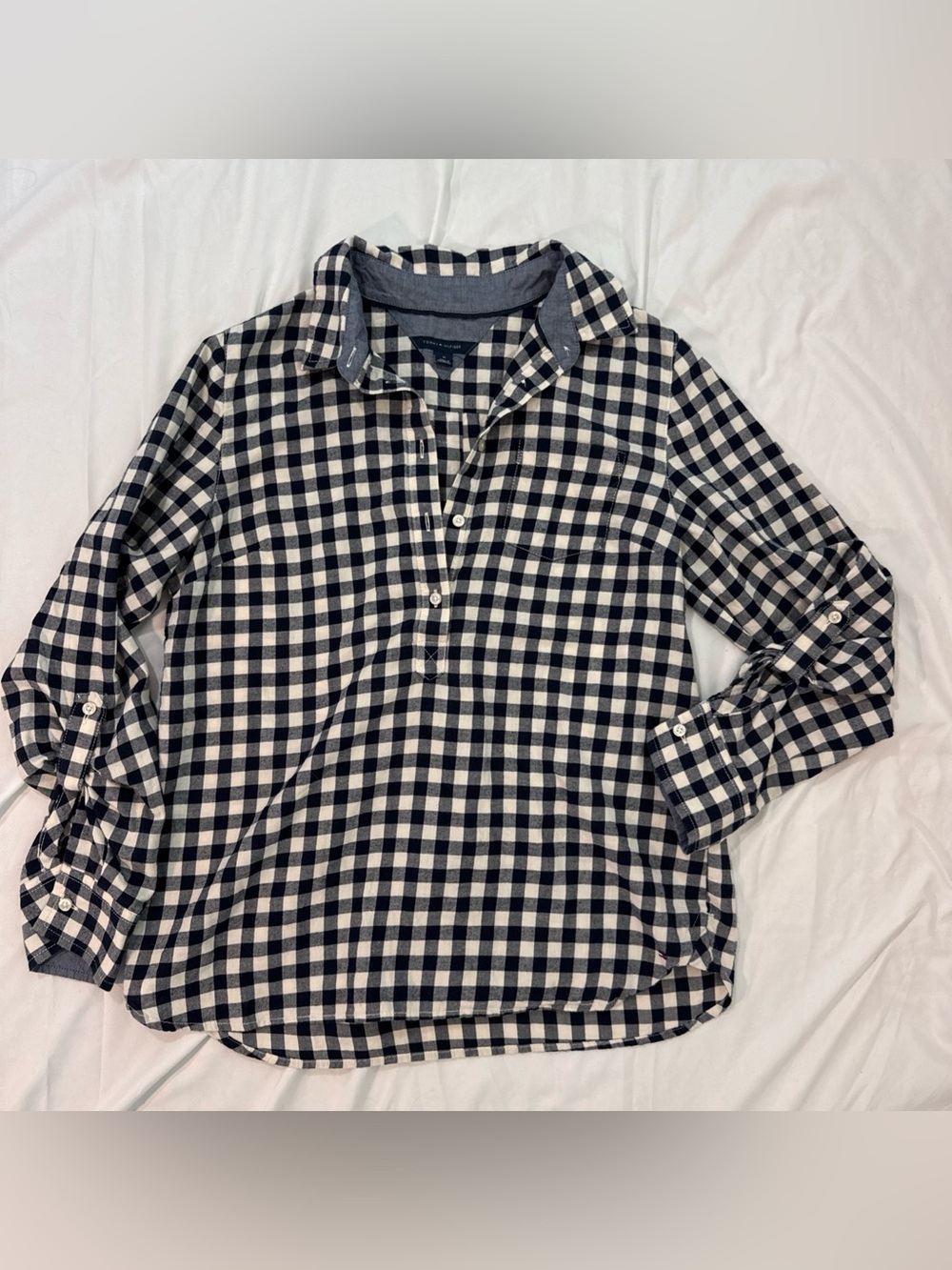 Tommy Hilfiger Black and White Gingham Button Down Shirt